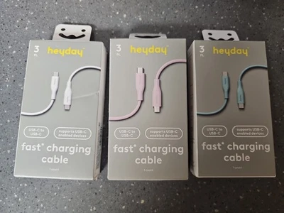 3 Pack Of Heyday 3 FT Fast Charging Cable USB-C To USB-C - Image 1 of 4