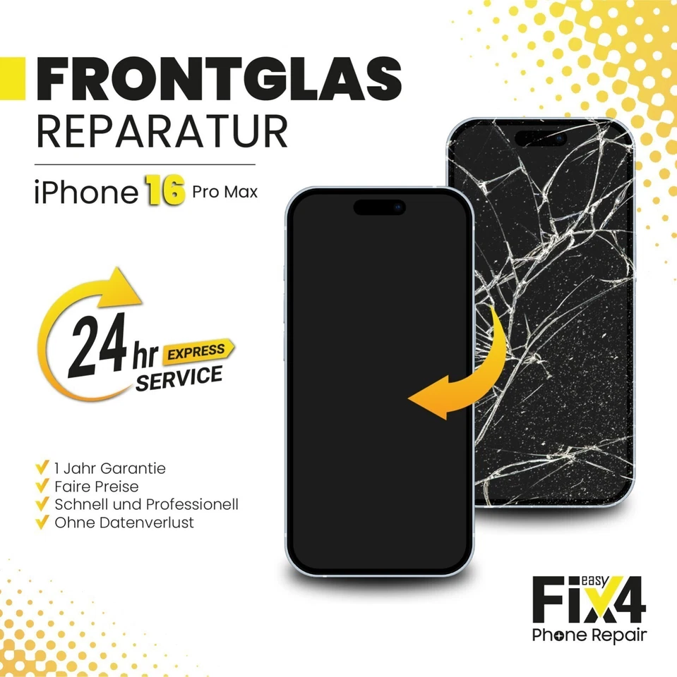APPLE iPhone 16 Pro Max Display Glas Reparatur Frontglas Austausch ✅ Günstig