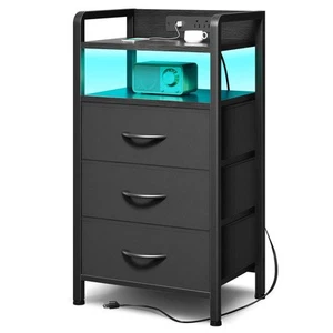 Nachttisch Nachttisch Ladegerät Schlafzimmer - Nachttisch mit Ladestation & LED... - Bild 1 von 7