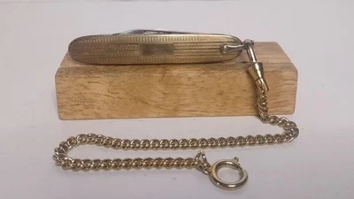 Vintage Colonial Two Blade Pen Knife / Pocket Watch Knife w/Vintage 7" Chain - Image 1 of 4