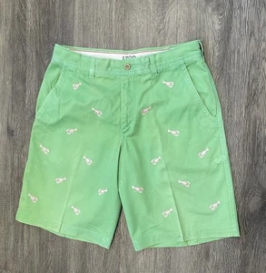 IZOD Saltwater Chino Shorts Men’s 32 Lobster All Over Print Green Pink Coastal - Picture 1 of 4
