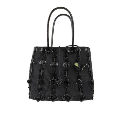 Bolso de mano Samantha Heskia para mujer negro con cuentas de noche asa superior floral Foto 1 de 4