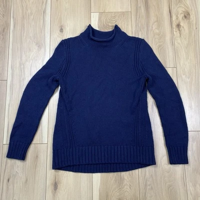J.CREW 1988 Roll Neck Sweater Womens Small Ribbed Knit Heavy Fisherman Blue - Image 1 of 4