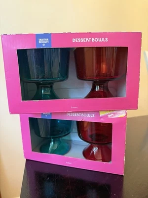 2 Boxed Sets Of Tabitha Brown Dessert Bowls Red & Blue Green Colors BNIP 4 Total - Image 1 of 4