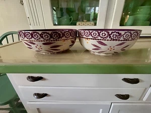 Set of 2 Temptations Tara Old World Eggplant~Purple 6 1/2” Soup/Cereal Bowls - Picture 1 of 13