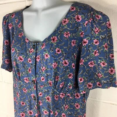 Vestido Largo Molly Malloy Vintage 14 Petite Empire Cintura Manga Corta Botón Delantero Foto 1 de 4