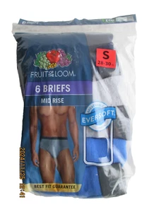 6 Paar Herren Farbe Mid Rise Baumwolle Slips Unterwäsche Small 28-30 Fruit of the Loom - Bild 1 von 5