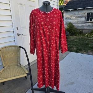 Langes Damen-Nachthemd Allison Lane 2XL rot Schneeflocken Baumwolle - Bild 1 von 11
