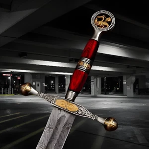 Hand Forged Damascus Steel Viking Sword Sharp Battle Ready Medieval Sword Gift - Bild 1 von 4