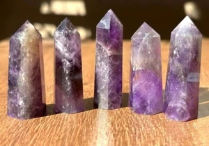 5pcs Small Amethyst Quartz Crystal Tower Point Wand Healing 40-50mm - Picture 1 of 8