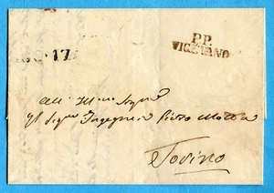 1848 P.P.VIGEVANO stampatello rosso + datario nero (Vollmeier n. 11 ) (305666) - Imagen 1 de 2