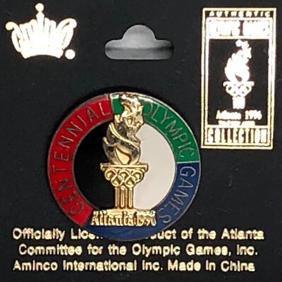 Olympic Pin 1996 Atlanta Aminco Torch Pinback Lapel Vintage Official Collection - Image 1 of 4