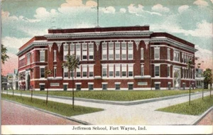 Postkarte Jefferson Schule Fort Wayne Indiana IN verschickt 1910 - Bild 1 von 2