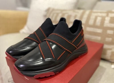 Zapatillas bajas Salvatore Ferragamo Tylar sin cordones para hombre negras rojas Brooklyn 8,5 M Foto 1 de 4