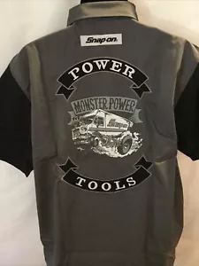 NUOVO! SNAP-ON TOOLS PIT MECHANICS CREW SHIRT UOMO X-LARGE BUTTON-DOWN NERO GRIGIO - Foto 1 di 6