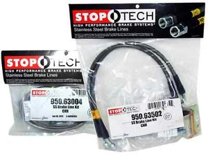 Stoptech Stainless Steel Braided Brake Lines (Front & Rear Set / 63004+63502) - Foto 1 di 1