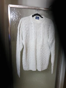 Woolrich Men's XL Ivory Cableknit 100% Cotton Sweater - Picture 1 of 3