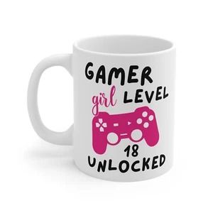 Gamer girl Novelty mug birthday mug for gamer 18th birthday mug level up 18 - Picture 1 of 7