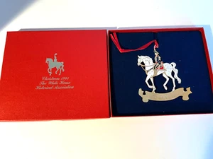 White House Historical Assoc Christmas Ornament 1991  Gold Plate Harrison Horse - Picture 1 of 7