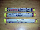 6 VINTAGE YELLOW LUMBER CRAYONS BY VELVET IN THE ORIGINAL BOX