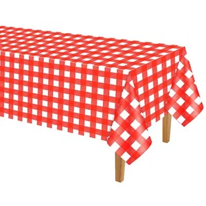 Rot-weiß Karierte Tischdecke aus Kunststoff Büffelkaro Gingham-rote Tischdeck... - Bild 1 von 7
