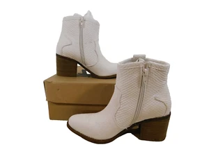 Dirty Laundry Unite Cowboy Western Ankle Boots sz 6 M White Snake Look - Picture 1 of 6