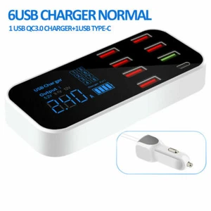 8 Port USB Fast Car Charger QC3.0 Quick Charge Phone Station Adapter LCD Display - Picture 1 of 13