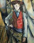 Boy in a Red Waistcoat by Paul Cezanne Giclee Repro on Canvas