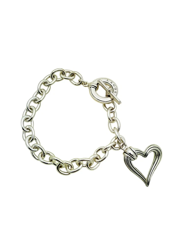 Lagos Sterling Silver Floating Heart Oval Link Toggle Bracelet 7.5" - Image 1 of 4