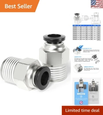 Versatile Male Straight Connectors 6mm OD x 1/4" NPT - 10 Pieces Included - Image 1 of 4