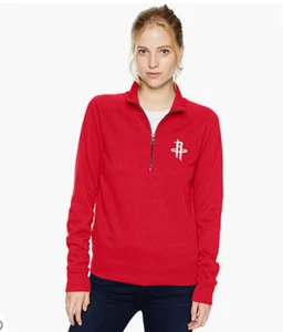 Houston Rockets NBA Womens Fleece 1/4 Zip Pullover Red with Logo Size LARGE *NWT - Picture 1 of 3