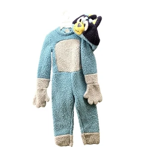 Kids 3T-4T Bluey Costume Suit Blue Hooded One Piece Plush Halloween Play - Picture 1 of 7