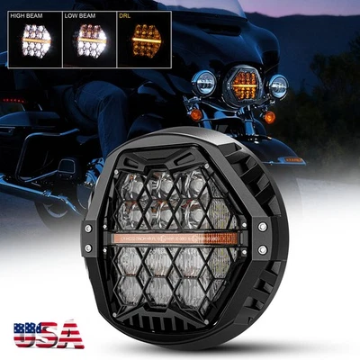 Прозрачный 7 дюймов круглый светодиодный фонарь дневной ходовой огонек Hi/Lo для Harley Electra Glide Classic FLHTC - Изображение 1 из 4