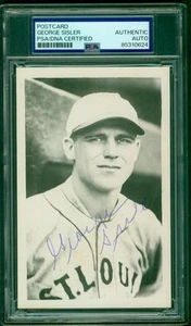 018, George Sisler HOF, Original Autograph, Postcard, Browns, PSA/DNA - Picture 1 of 4
