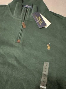 NWT Polo Ralph Lauren Men’s Green Double Knit Mock Neck 1/4 Zip Sweatshirt XXL - Picture 1 of 4