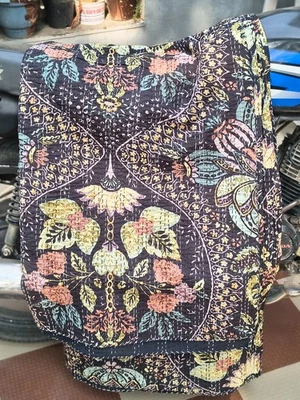kantha quilt blanket handmade cotton king size Indian black bedspread throw Art - Image 1 of 4