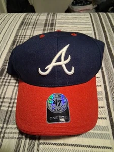 Atlanta Braves Baseball Hat Cap Mens Strap Back Navy '47 MLB Baseball Adjustable - Picture 1 of 6