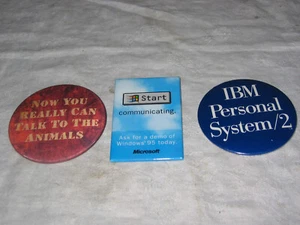 RARE Vintage IBM PS/2 + Windows 95 + IBM Jungle book Advertising Pinback Buttons - Picture 1 of 2