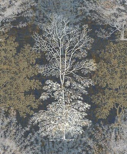 Papel tapiz vintage de bosque pelar y pegar - Mural de árbol dibujado a mano para baño,... - Imagen 1 de 7
