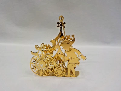 Danbury Mint Elf Bike Tree 1987 Brillante Tono Dorado Metal Adorno de Navidad (1) Foto 1 de 4