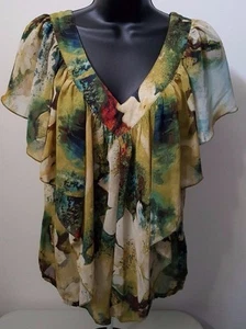 Sunny Leigh Womens Shirt Top Blouse Size S Small Multicolor Floral - Picture 1 of 4