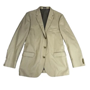 J. Crew Men’s Jacket Blazer Tan Beige Khaki Italian Fabric Three Button 44L New - Picture 1 of 15