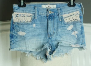 Hollister Größe 1 W25 Damen Social Short Short Low Rise Blau Denim - Bild 1 von 2
