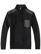 Men's Full Zip Block Design Cardigan With One Pocket Slim Sweater Jacket SW-912