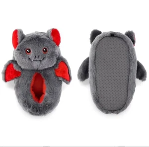 NEW, KIDS HALLOWEEN GREY VAMPIRE BAT SLIPPERS, SIZE M (11-12) - Picture 1 of 2