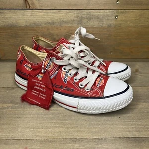 Dickies Low Top Logo Sneakers Red White Shoes CD3635 Canvas Men's Size 6 US - Picture 1 of 12