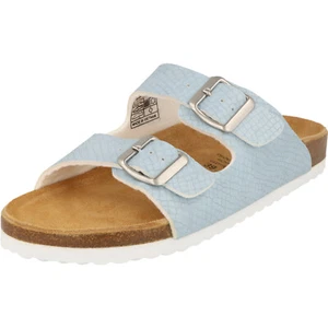 Supersoft Damen Schuhe 274-863 Pantolette Hausschuhe Lederfußbett Blau NEU