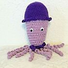 HAND CROCHETED BABY OCTOPUS PURPLE WITH DEEP PURPLE HAT AND SCARF