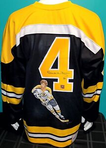 Bobby Orr Hand Painted and Signed Mitchell & Ness Boston Bruins Jersey with COA