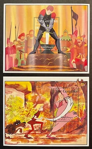 GAMBIA LA ESPADA EN LA PIEDRA SELLOS DISNEY 2 SS FÁBULA REY ARTURO VERRUGA MERLÍN - Imagen 1 de 3